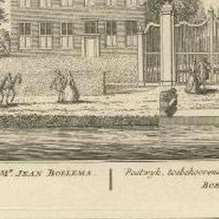 Antique Print of Mansion Postwijck and Bergvliet Manor in the Netherlands, 1730, close-up 1