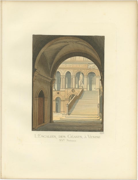 Antique Print of the Giant’s Staircase in Venice, 15th Century, by Bonnard, 1860, view 2