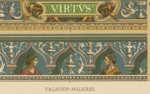 Italian Renaissance Façade Paintings from Ornamentenschatz, 1887, close-up 3