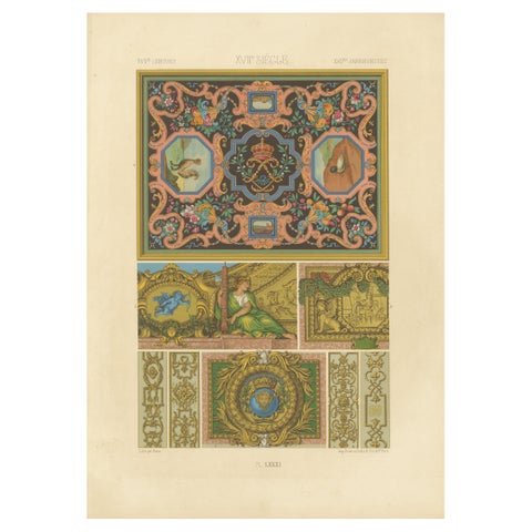 17th Century Decorative Ceiling and Panel Motifs, French Baroque Design, c.1869