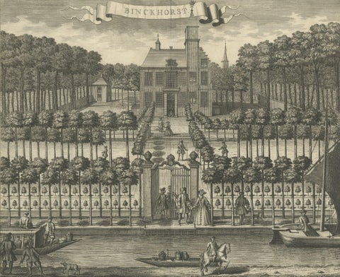 Antique Print of Binckhorst Castle, The Hague, close-up 2