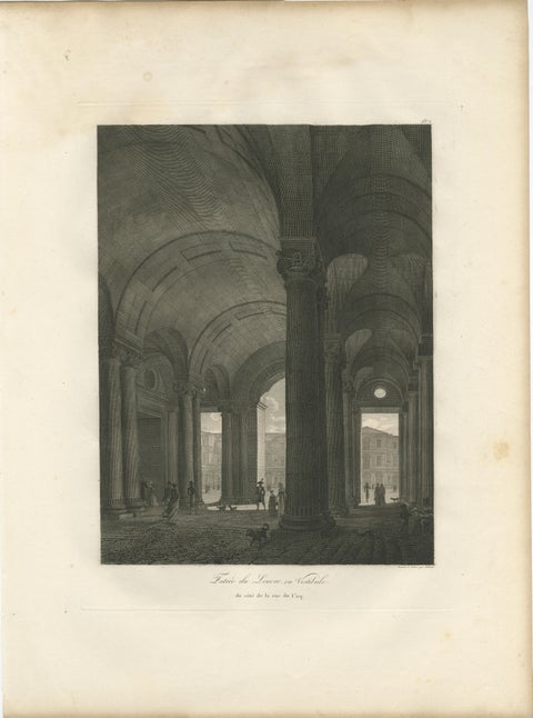 Antique French Architectural Engravings, Louvre Interior Arches Set of four 1803, view 5