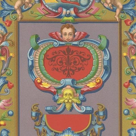 Pl. 63 Antique Print of Renaissance Ornaments by Racinet, circa 1890, close-up 1