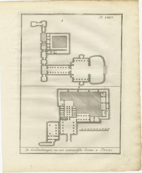 Ancient Egyptian Temple & Tomb Ground Plans, Thebes, c.1790 Engravings, view 2