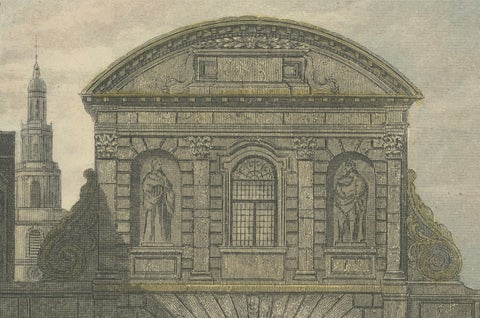 1829 Etching of Temple Bar in Bustling Regency London, close-up 5