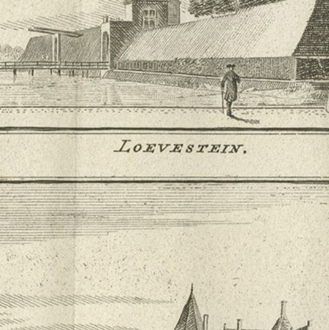 Antique Print of Loevestein Castle by Tirion, 1749, close-up 4