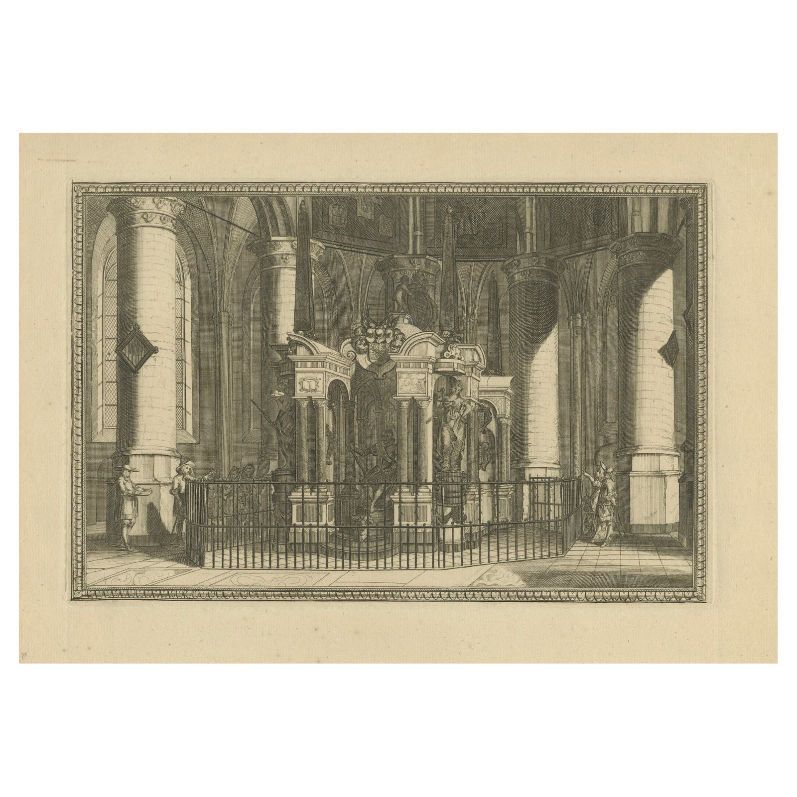 Tomb of William the Silent, Nieuwe Kerk Delft, Dutch Engraving, circa 1750