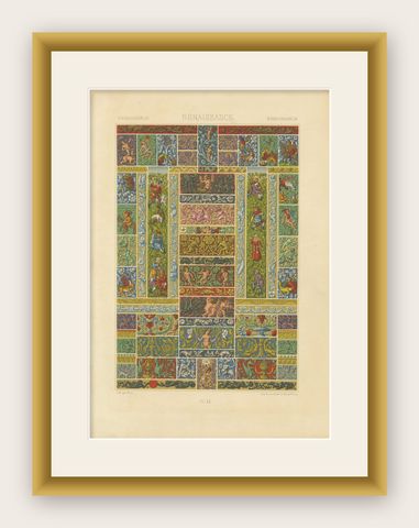 Renaissance Decorative Friezes, Grotesques, Cherubs & Heraldry, Plate LI, 1869, shown framed