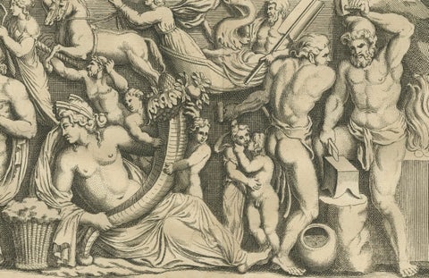 Double Bacchic Frieze, Classical Mythological Relief, Montfaucon Engraving 1721, close-up 3