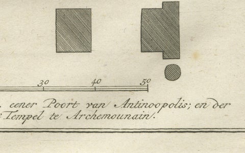 Temple Portico and Columns at Antinoöpolis, Architectural Engraving, 1776, close-up 1