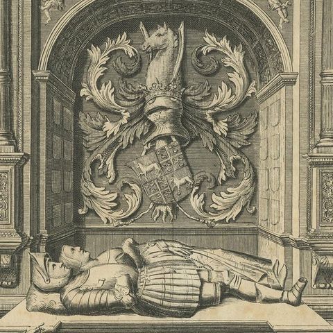 Antique Print of the Tomb of Gerrit van Assendelft and Beatrix van Dalem, close-up 5