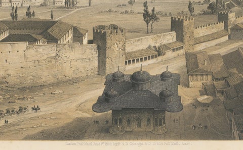 Rare 1852 Tinted Lithograph of Topkapi Palace and the Bosphorus, Istanbul, close-up 3