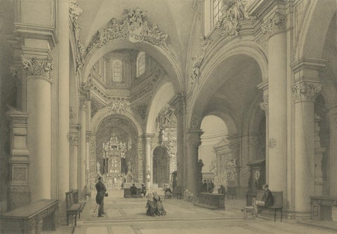 Interior of Santa Maria del Popolo, Rome, Benoist 1869 Lithograph, close-up 2