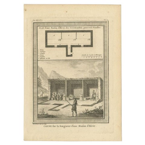 Antique Print of a Winter House in Greenland, 1768, view 2