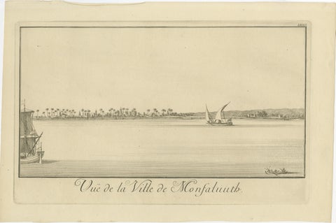 Across the Nile, Pair of Antique Egypt Engravings with Distant Pyramids, c.1755, view 2