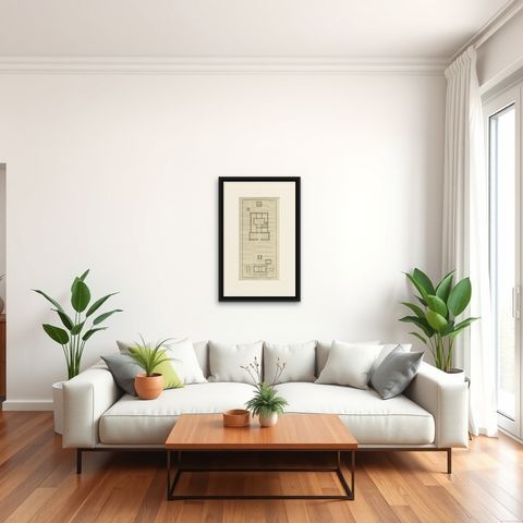 Ancient Temple Plans at Amara and Tentyra, Egyptian Architecture c.1710, shown framed in a room, true to size