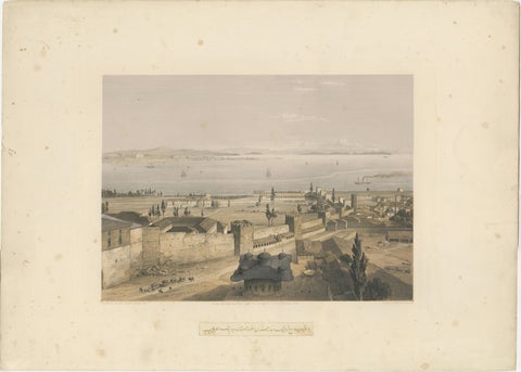 Rare 1852 Tinted Lithograph of Topkapi Palace and the Bosphorus, Istanbul, view 2