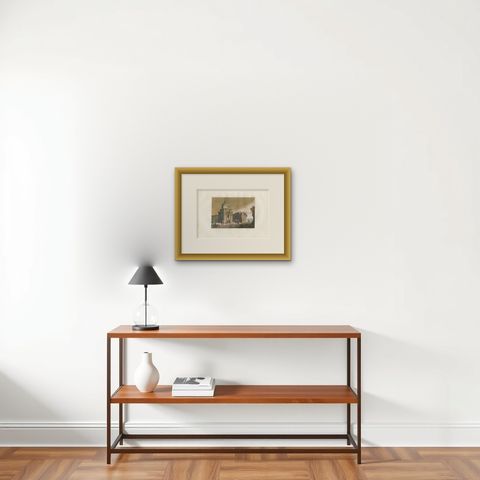 Antique Print of the Tomb of Absalom in Jerusalem, '1831', shown framed on a wall, true to size