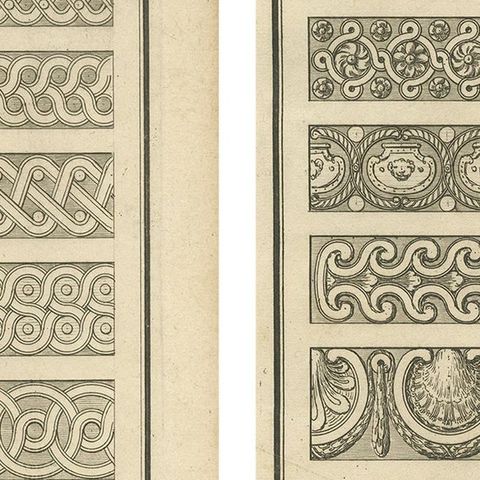 Set of Two Antique Architecture Prints of Various Ornaments by Neufforge, close-up 2
