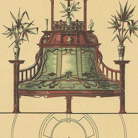 Pl. 58 Antique Print of Seating Furniture by Kramer, circa 1910, close-up 2