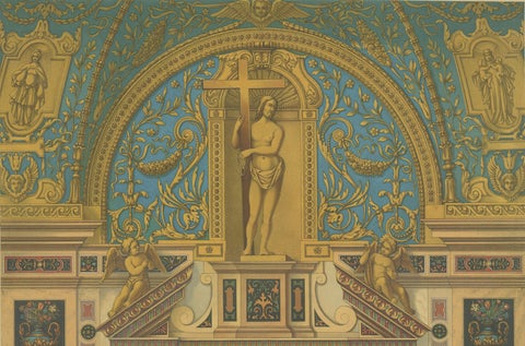 Bavarian Ecclesiastical Chromolithographs, Gothic Revival Design, 1874, close-up 2