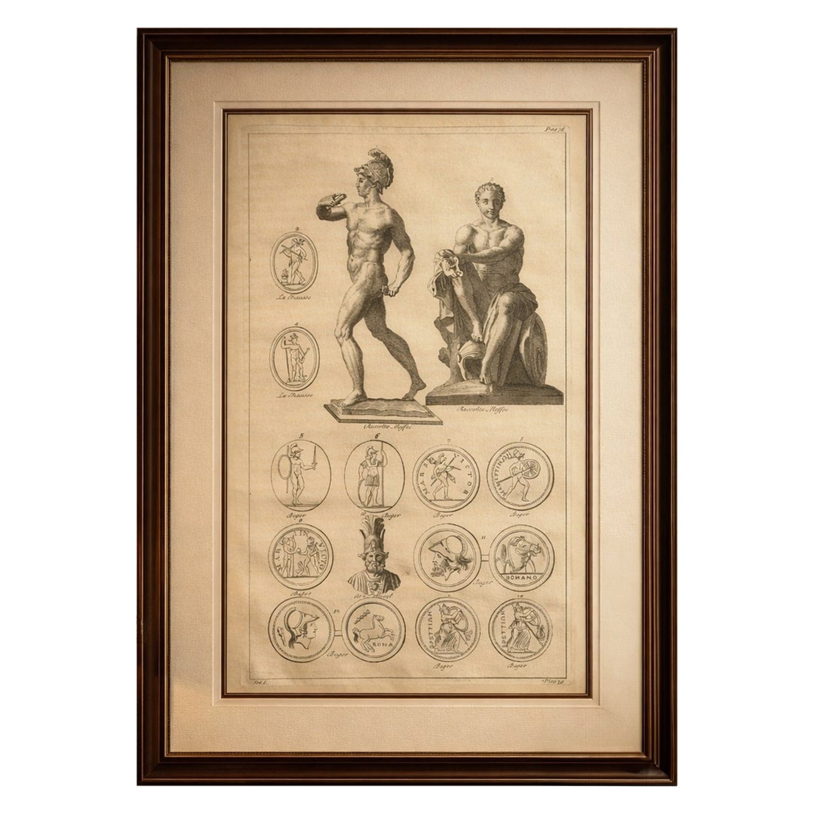 Antique Classical Wall Engraving, Roman Mythology, Montfaucon 1721