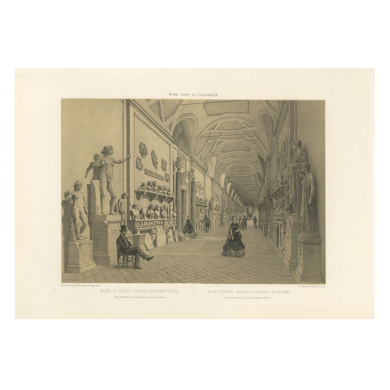 Rome Vatican Gallery, Classical Sculpture Interior, Benoist 1869