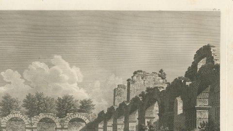 Vue des Ruines de la Vénerie, Architectural Ruins Copperplate Engraving, 1803, close-up 3