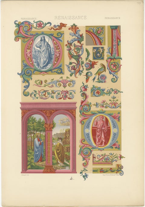 Set of Three Medieval & Renaissance Ornament Chromolithographs, c.1873, view 4