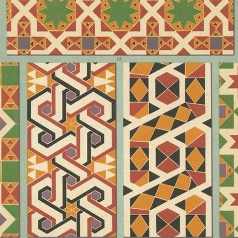 Pl. 36 Antique Print of Middles Ages Ornaments by Racinet (c.1890), close-up 1