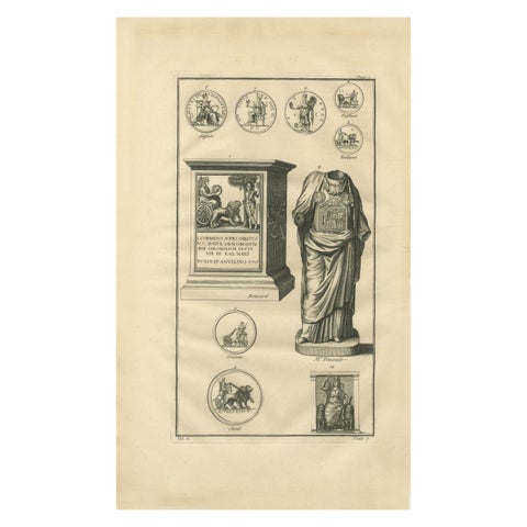 Roman Funerary Monument and Relief Sculpture, Montfaucon Engraving, 1721