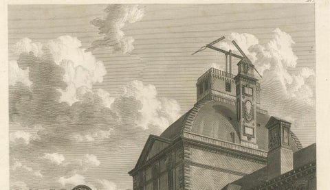 Antique Louvre Museum Entrance Engraving, Paris Architectural View, French, 1803, close-up 2