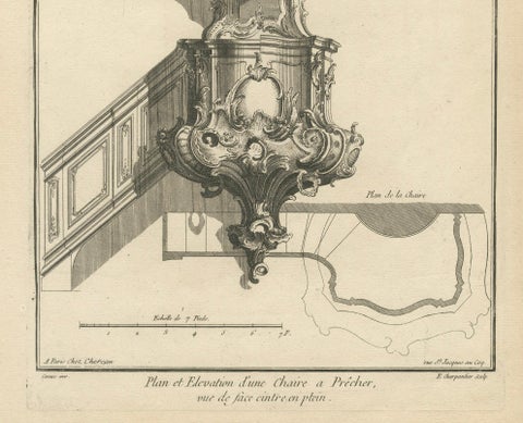 Original Antique Baroque Sermon Pulpit with Full Arch Elevation, circa 1740, close-up 1