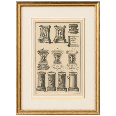 Classical Roman Altars & Antiquities Engraving, Montfaucon 1721