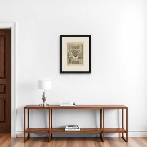 German Renaissance Decorative Arts from Der Ornamentenschatz, 1887, shown framed on a wall, true to size