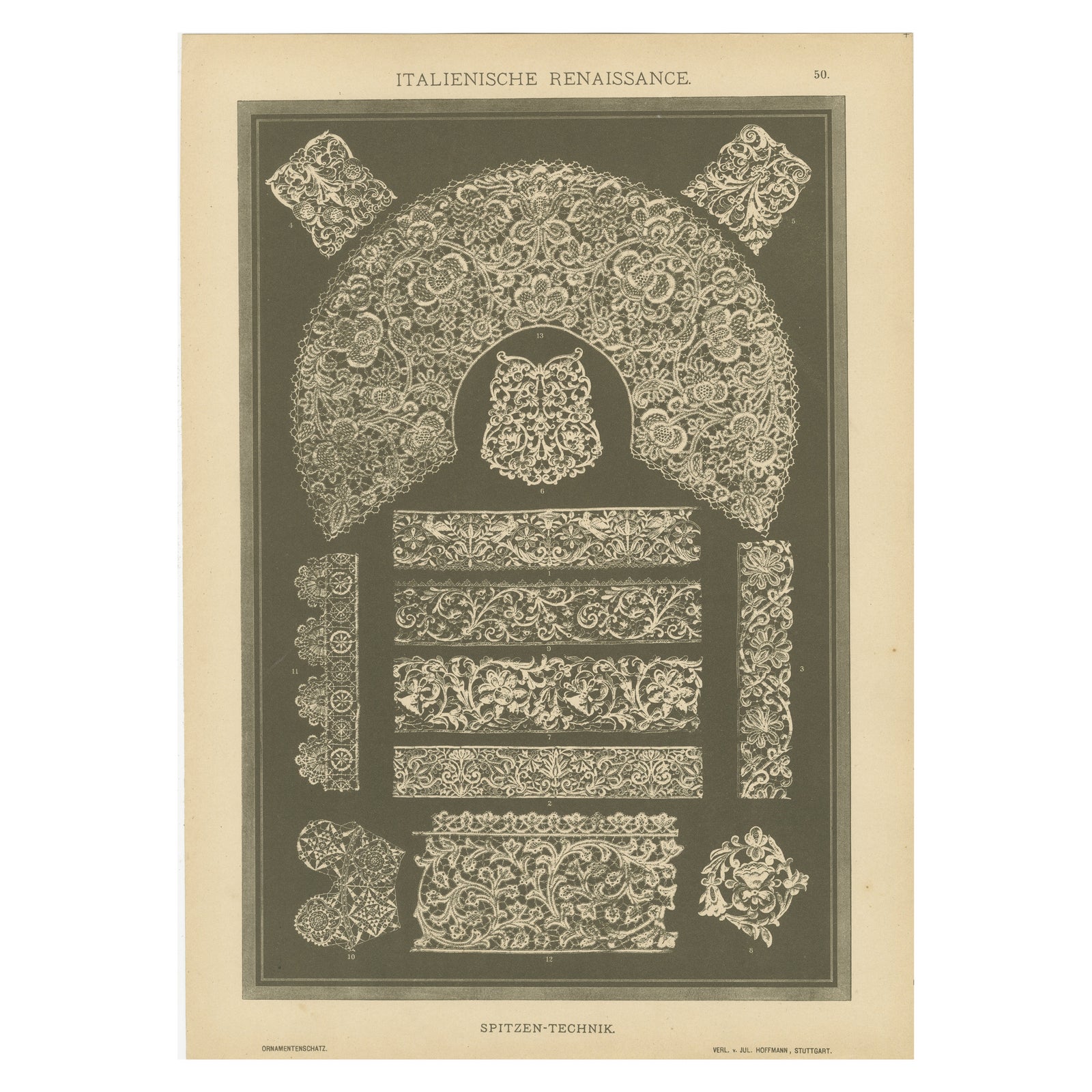 Italian Renaissance Lace Techniques from Ornamentenschatz, 1887