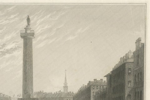 Engraving of Sackville Street and Customs House, Dublin, 1849, close-up 2