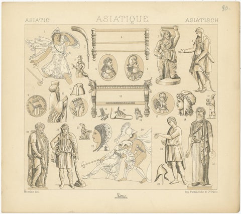 Pl. 30 Antique Print of Asiatic Decorative Objects by Racinet, 'circa 1880', view 4