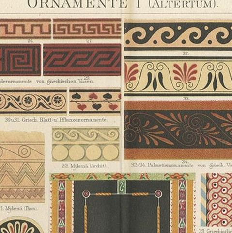Set of Four Antique Prints of various Ornaments by Meyer 'circa 1897', close-up 1