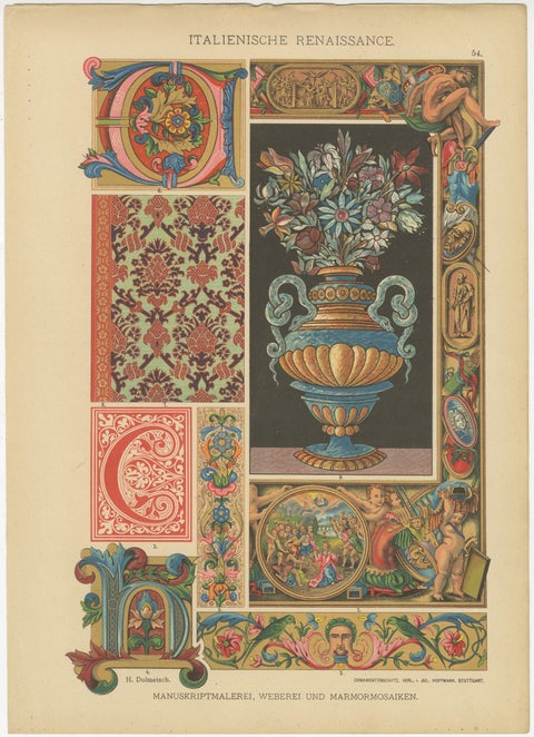 Compilation of Original Italian Renaissance Artistic Designs, Published in 1887, view 5
