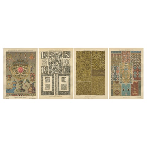 French and Italian Renaissance Ornament Prints by H. Dolmetsch, 1887, Set of 4