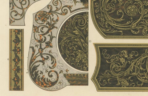 17th–18th Century French Decorative Panels, Gilded Scrollwork and Inlay, c.1869, close-up 3