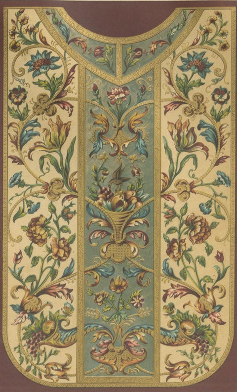 17th and 18th Century Ornamental Arts Print, Embroidery and Giltwork, 1887, close-up 3