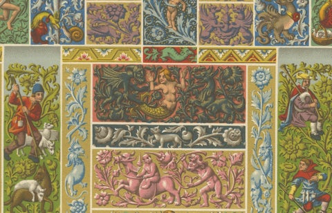 Renaissance Decorative Friezes, Grotesques, Cherubs & Heraldry, Plate LI, 1869, close-up 5