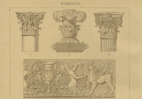 Antique Roman Architectural and Mosaic Ornament Prints, Published 1887, close-up 5