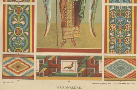 Romanesque Decorative Prints by H. Dolmetsch, 1887, Manuscript and Mural Designs, close-up 1