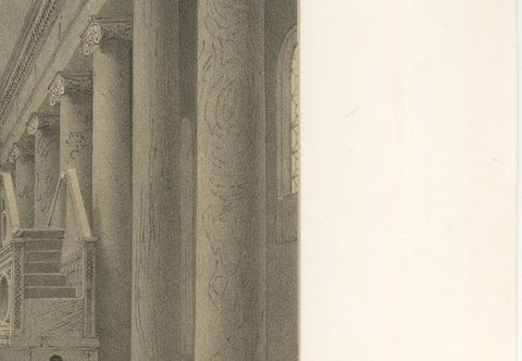 Basilica of San Lorenzo fuori le Mura Interior, Rome, Benoist 1869 Lithograph, close-up 6