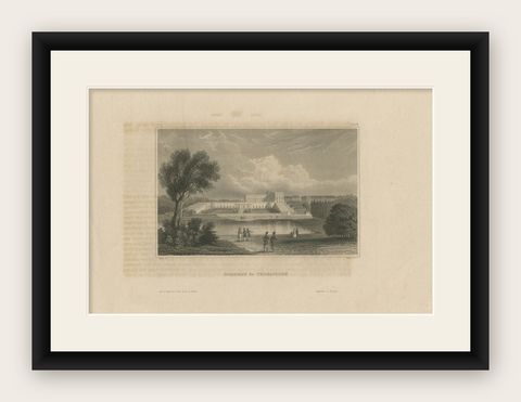 Antique Print of the Palace of Versailles by Meyer, 1848, shown framed