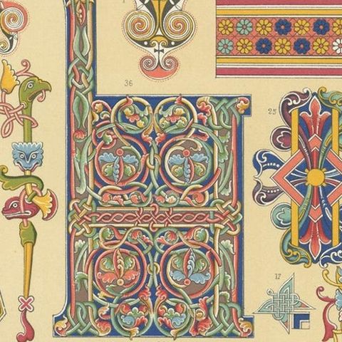 Pl. 39 Antique Print of Celtic Ornaments by Racinet (c.1890), close-up 1