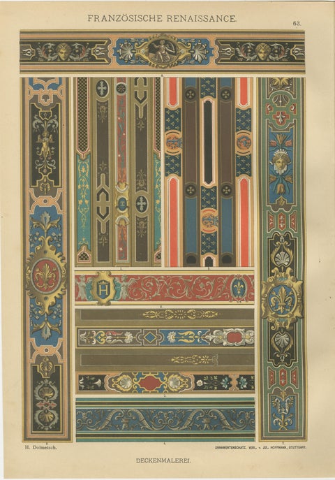 Set of 4 French Renaissance Prints by H. Dolmetsch from Ornamentenschatz, 1887, view 3
